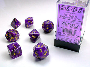Chessex: Vortex® Polyhedral Purple/Gold 7-Die Set