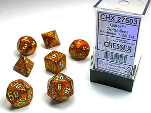Chessex: Glitter Polyhedral Gold/Silver 7-Die Set