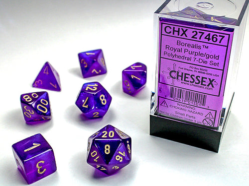 Chessex: Borealis® Polyhedral Royal Purple/gold 7-Die Set