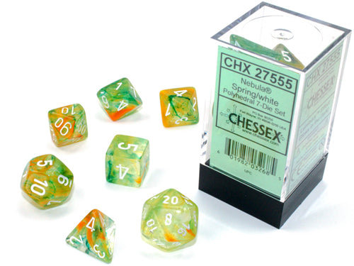 Chessex: Nebula® Polyhedral Spring/white Luminary™ 7-Die Set