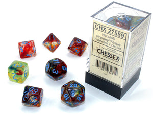 Chessex: Nebula® Polyhedral Primary™/blue Luminary™ 7-Die Set