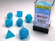 Load image into Gallery viewer, Chessex: Luminary™ Polyhedral Sky/silver 7-Die Set