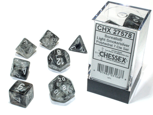 Chessex: Borealis® Polyhedral Light Smoke/silver Luminary™ 7-Die Set