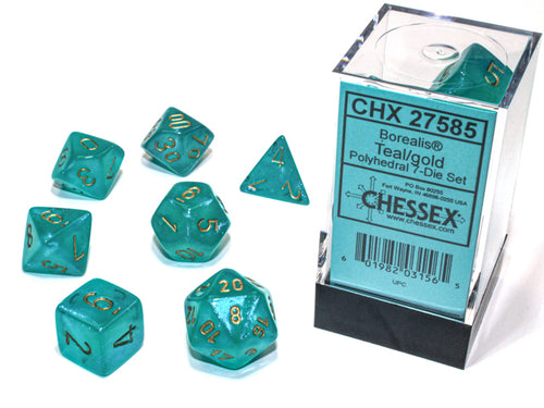 Chessex: Borealis® Polyhedral Teal/gold Luminary™ 7-Die Set