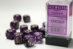 Chessex: Vortex® 16mm d6 Purple/gold Dice Block™ (12 dice)