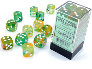 Chessex: Nebula® 16mm d6 Spring/white Luminary™ Dice Block™ (12 dice)