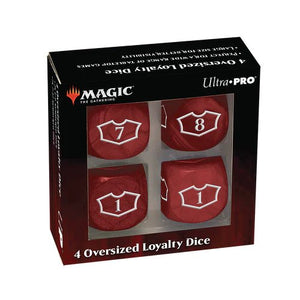 Red Deluxe D6 Loyalty Dice Set (4ct) with 7-12 for Magic: The Gathering