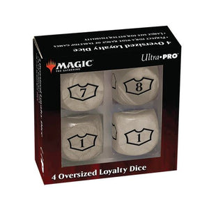 White Deluxe D6 Loyalty Dice Set (4ct) with 7-12 for Magic: The Gathering
